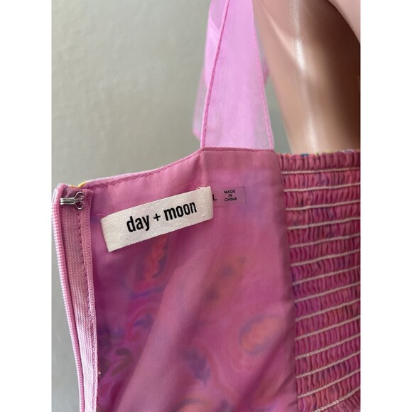 Day + Moon COLORFUL PAISLEY Baby Doll SUMMER SPRING ROMANTIC Dress SZ LARGE #49 - Picture 3 of 11